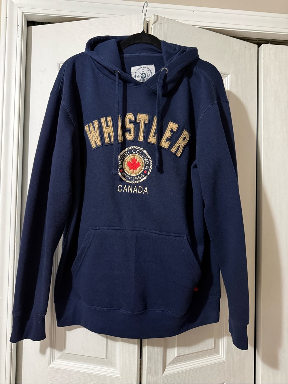 Whistler Canada Costal Culture Navy Hooded Sweatshirt with Kangaroo Pocket- L